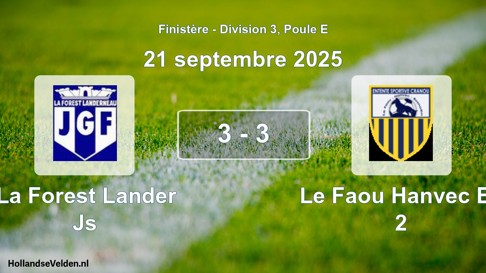 Gespeelde wedstrijd: La Forest Lander Js - Le Faou Hanvec Es 2 3 - 3 (21 septembre 2025)
