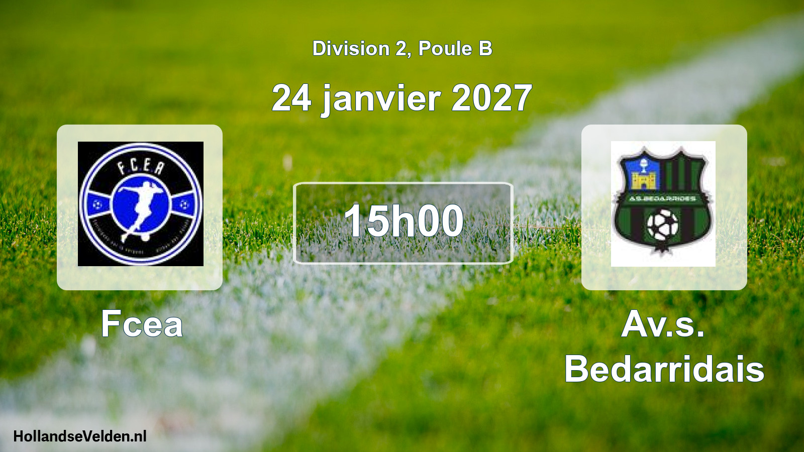 Match programmé: Fcea - Av.s. Bedarridais (24 janvier 2027)