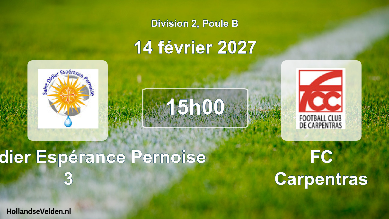 Match programmé: Saint-Didier Espérance Pernoise 3 - FC Carpentras (14 février 2027)