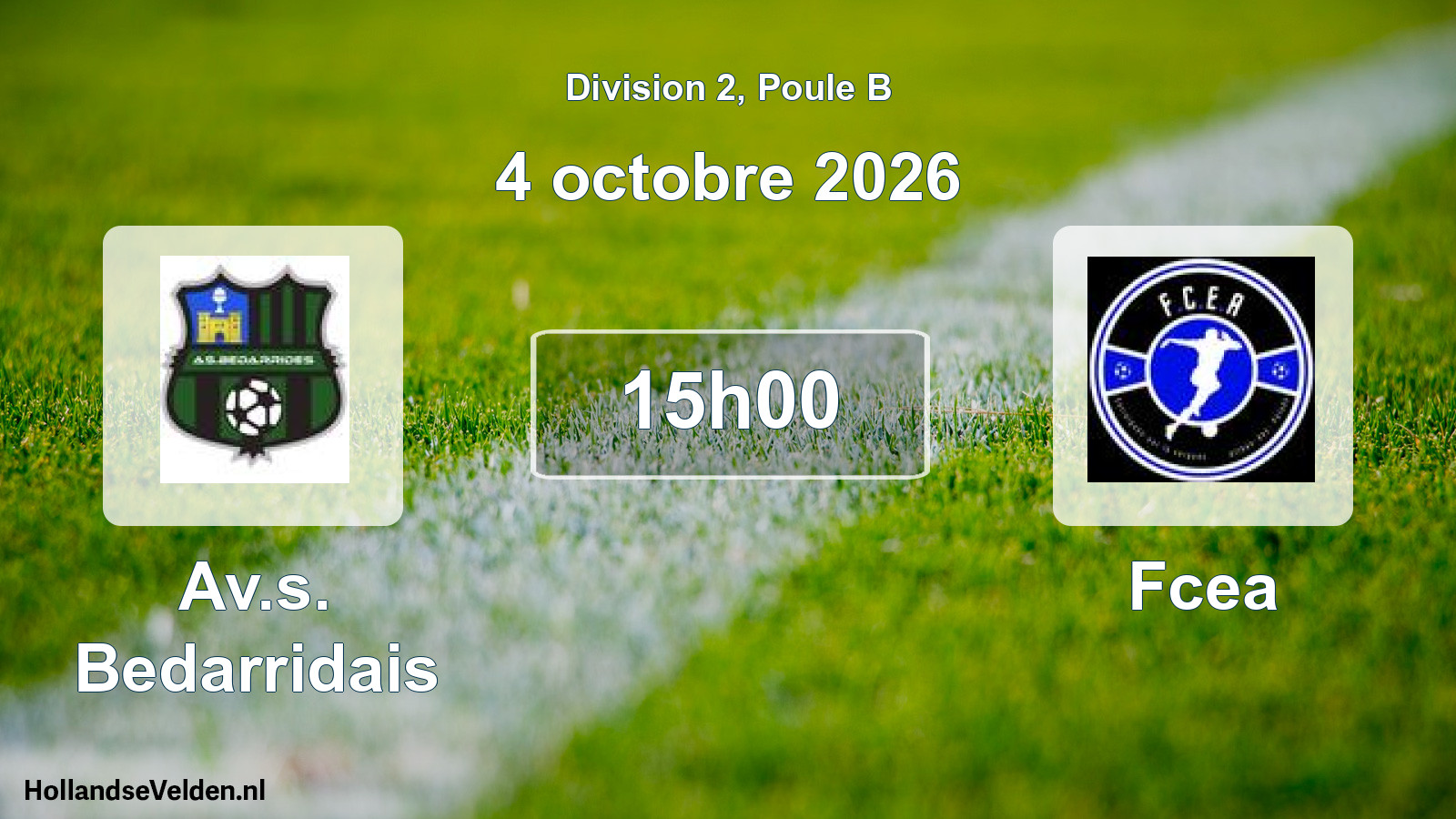 Match programmé: Av.s. Bedarridais - Fcea (4 octobre 2026)