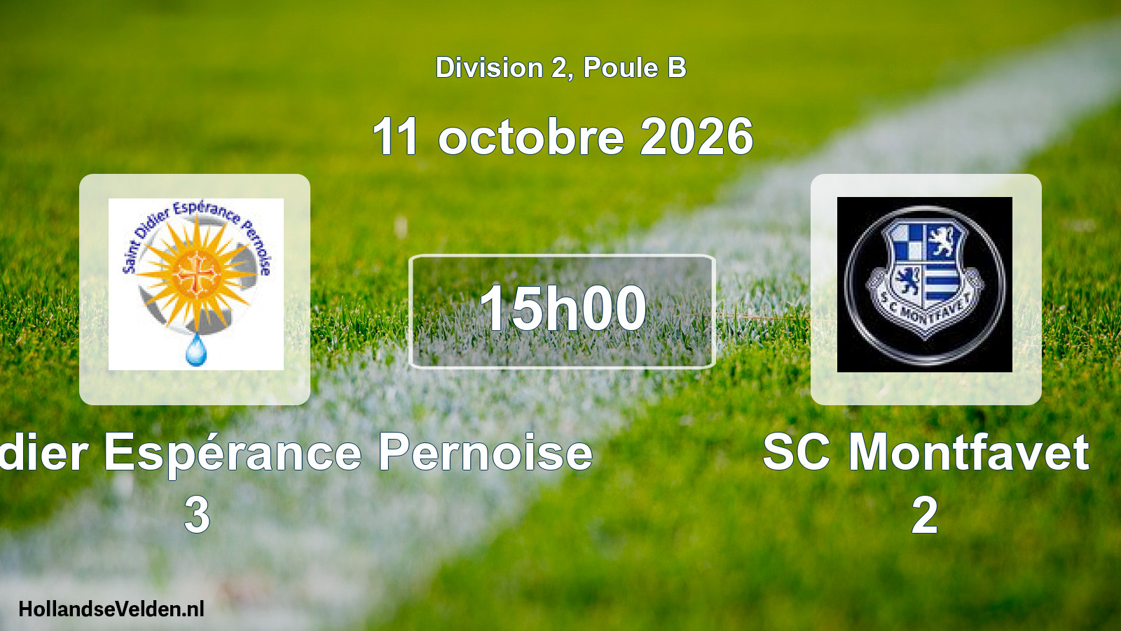 Scheduled Match: Saint-Didier Espérance Pernoise 3 - SC Montfavet 2 (11 October 2026)