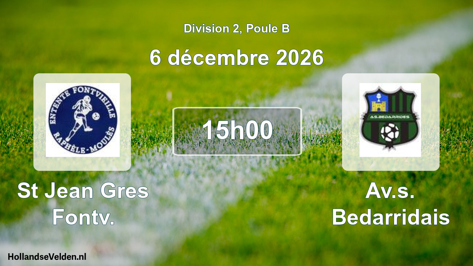 Geplande wedstrijd: St Jean Gres Fontv. - Av.s. Bedarridais (6 december 2026)