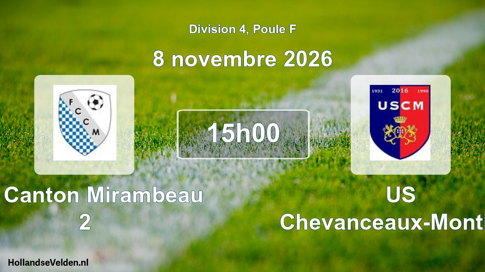 Scheduled Match: FC Canton Mirambeau 2 - US Chevanceaux-Montlieu (8 November 2026)