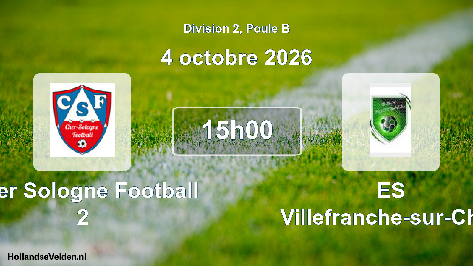 Match programmé: Cher Sologne Football 2 - ES Villefranche-sur-Cher (4 octobre 2026)