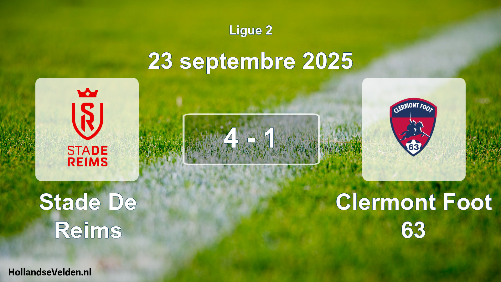 Gespeelde wedstrijd: Stade De Reims - Clermont Foot 63 4 - 1 (23 septembre 2025)