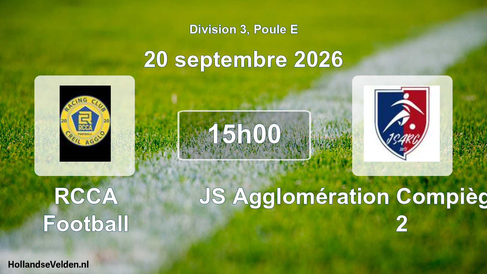 Match programmé: RCCA Football - JS Agglomération Compiègne-Lacroix 2 (20 septembre 2026)
