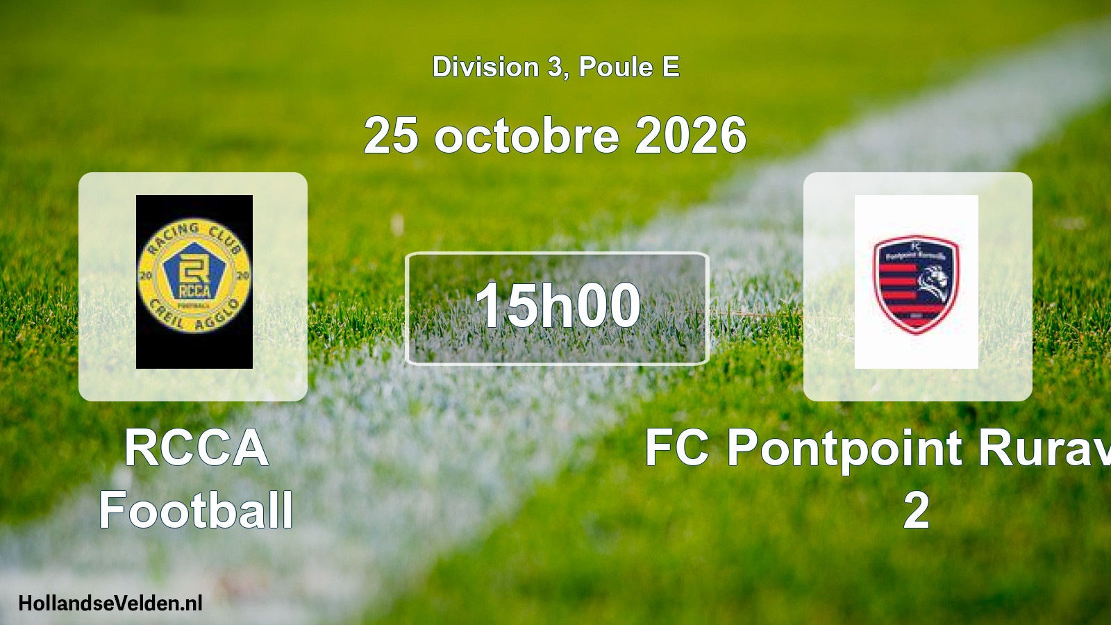 Match programmé: RCCA Football - FC Pontpoint Ruraville 2 (25 octobre 2026)
