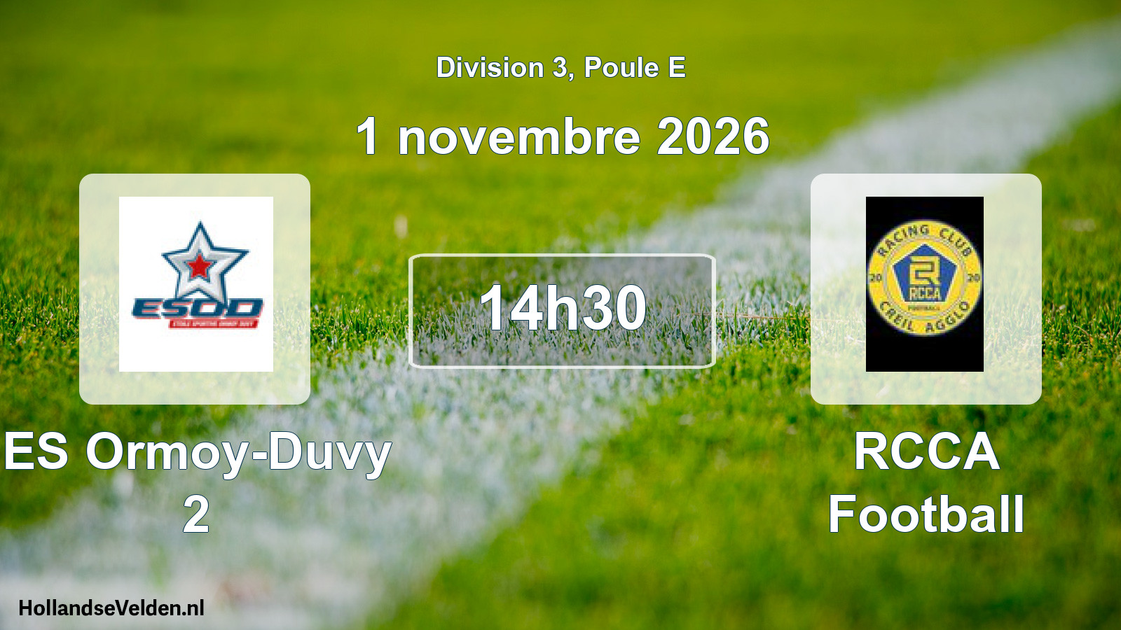 Scheduled Match: ES Ormoy-Duvy 2 - RCCA Football (1 November 2026)