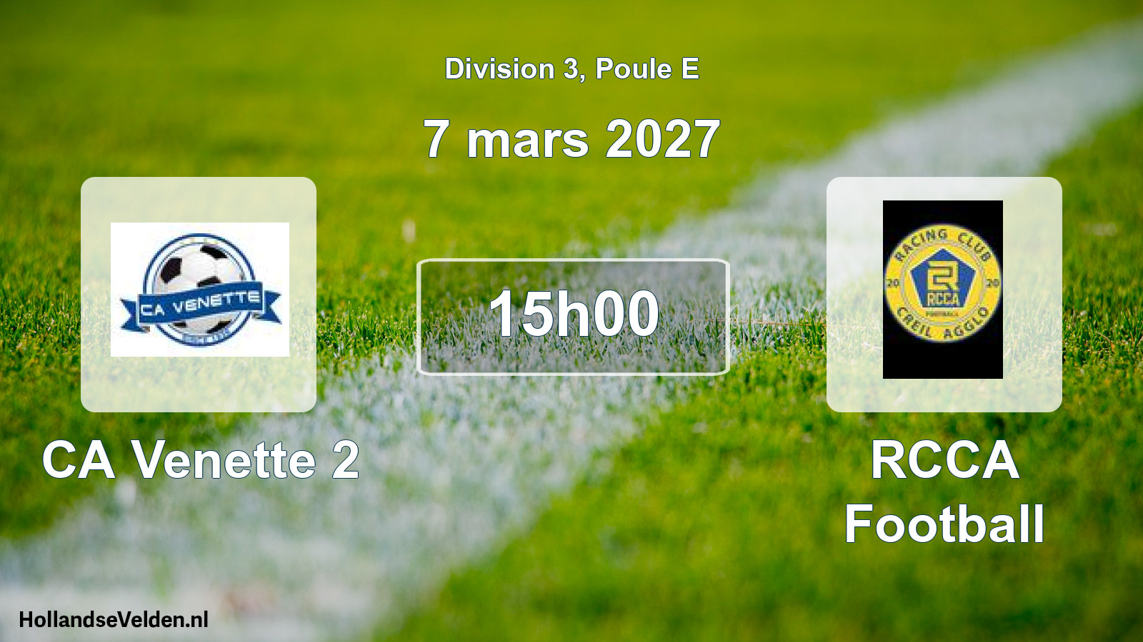 Geplande wedstrijd: CA Venette 2 - RCCA Football (7 maart 2027)