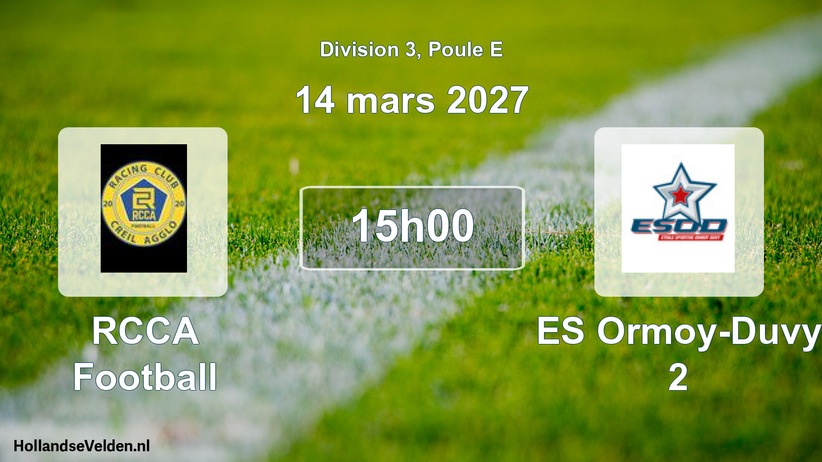 Scheduled Match: RCCA Football - ES Ormoy-Duvy 2 (14 March 2027)