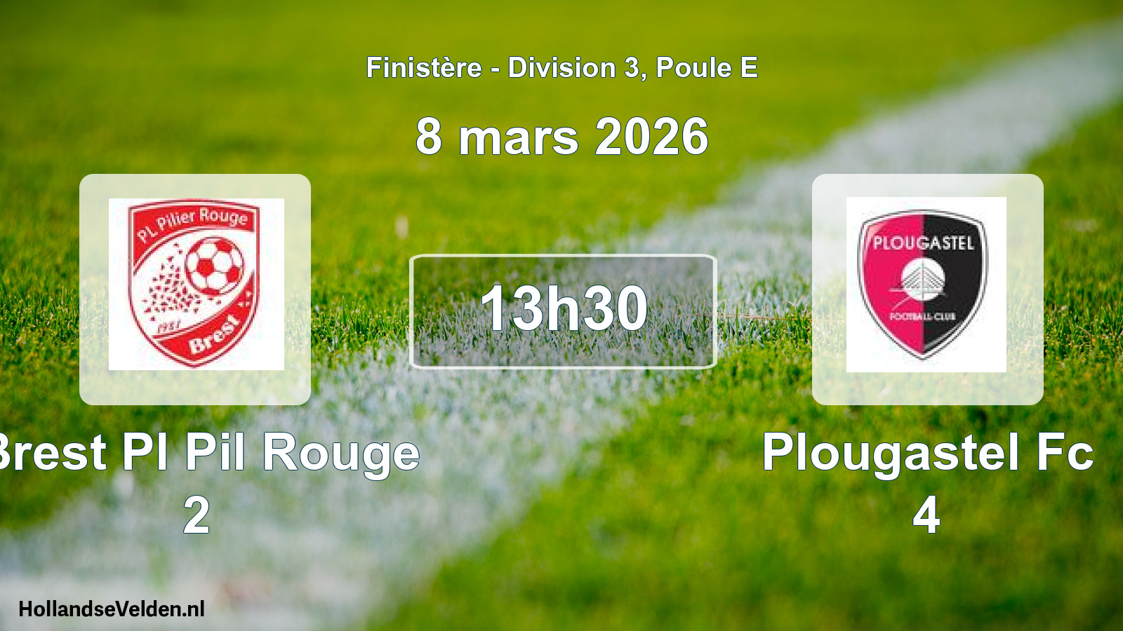 Scheduled Match: Brest Pl Pil Rouge 2 - Plougastel Fc 4 (8 March 2026)