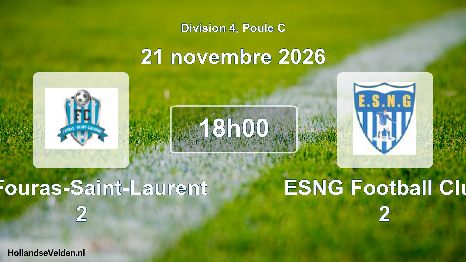 Match programmé: FC Fouras-Saint-Laurent 2 - ESNG Football Club 2 (21 novembre 2026)