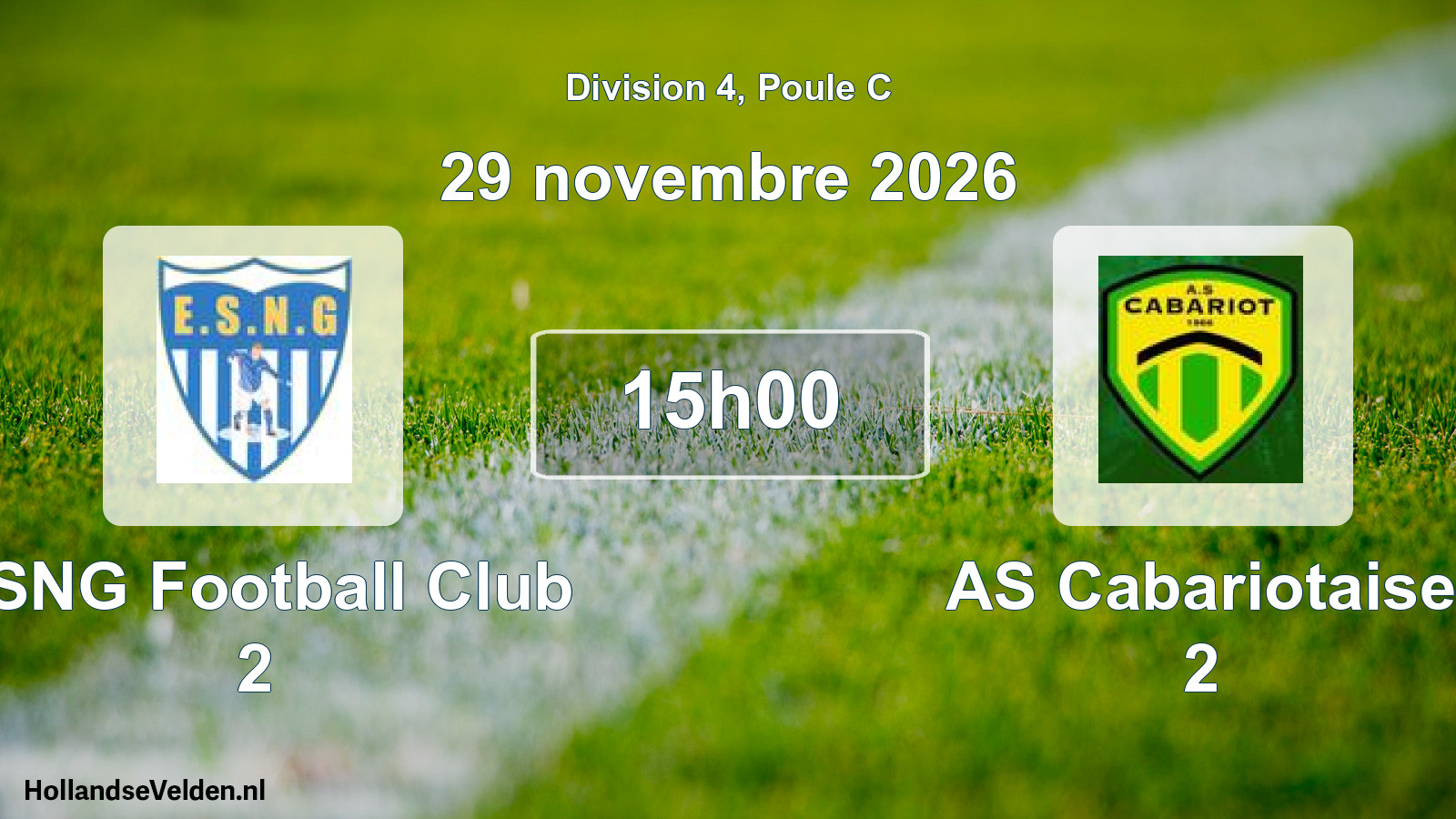 Match programmé: ESNG Football Club 2 - AS Cabariotaise 2 (29 novembre 2026)