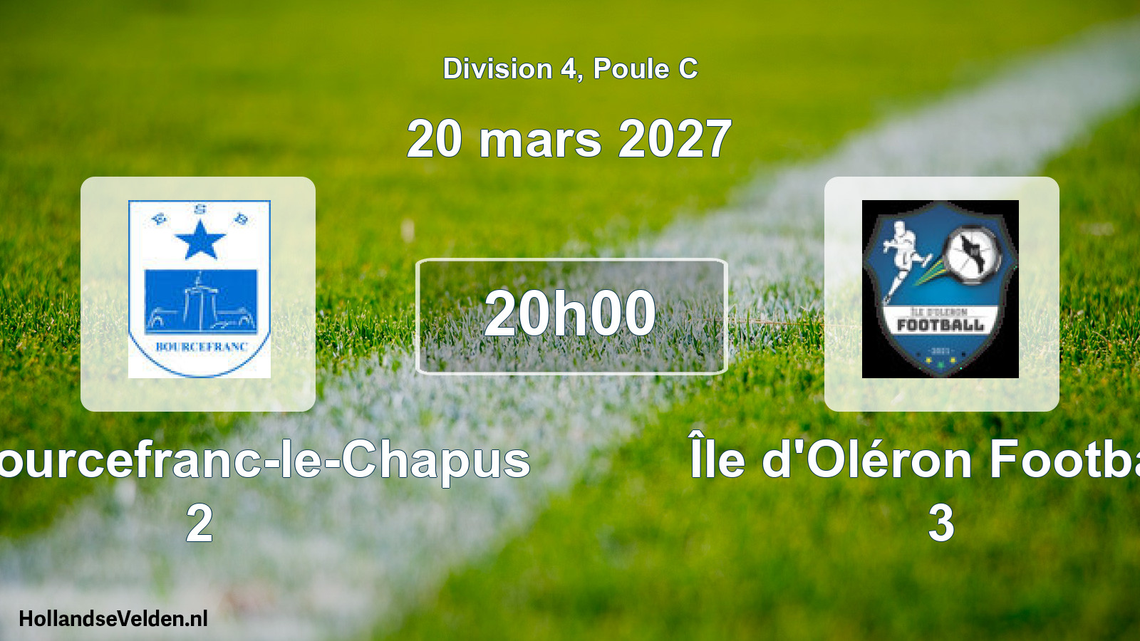 Match programmé: ES Bourcefranc-le-Chapus 2 - Île d'Oléron Football 3 (20 mars 2027)