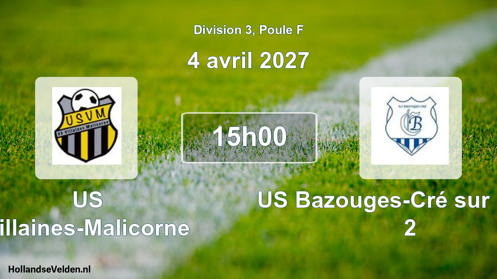 Scheduled Match: US Villaines-Malicorne - US Bazouges-Cré sur le Loir 2 (4 April 2027)