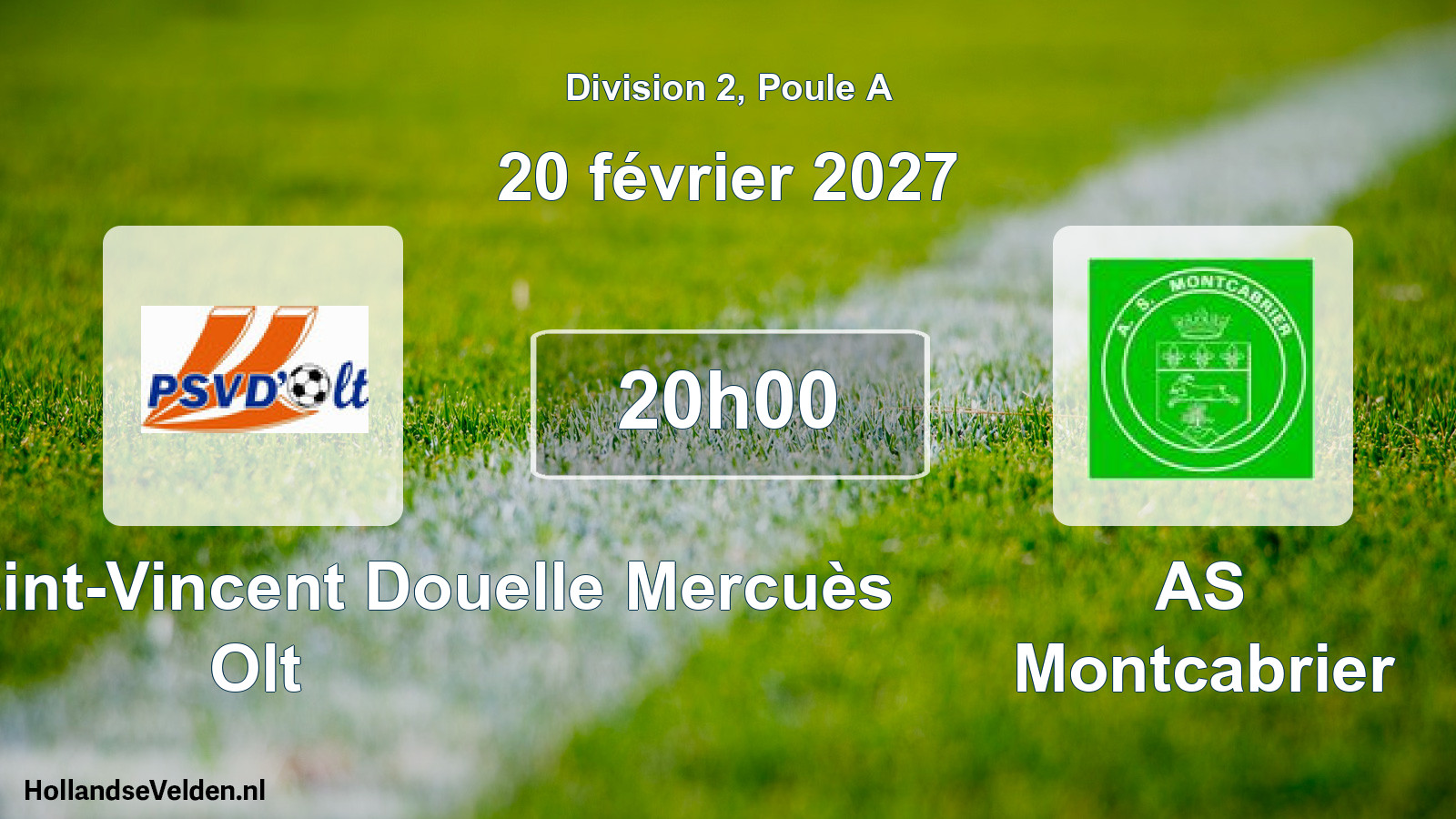 Scheduled Match: Pradines Saint-Vincent Douelle Mercuès Olt - AS Montcabrier (20 February 2027)