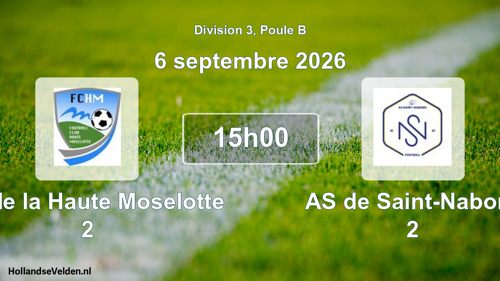 Match programmé: FC de la Haute Moselotte 2 - AS de Saint-Nabord 2 (6 septembre 2026)