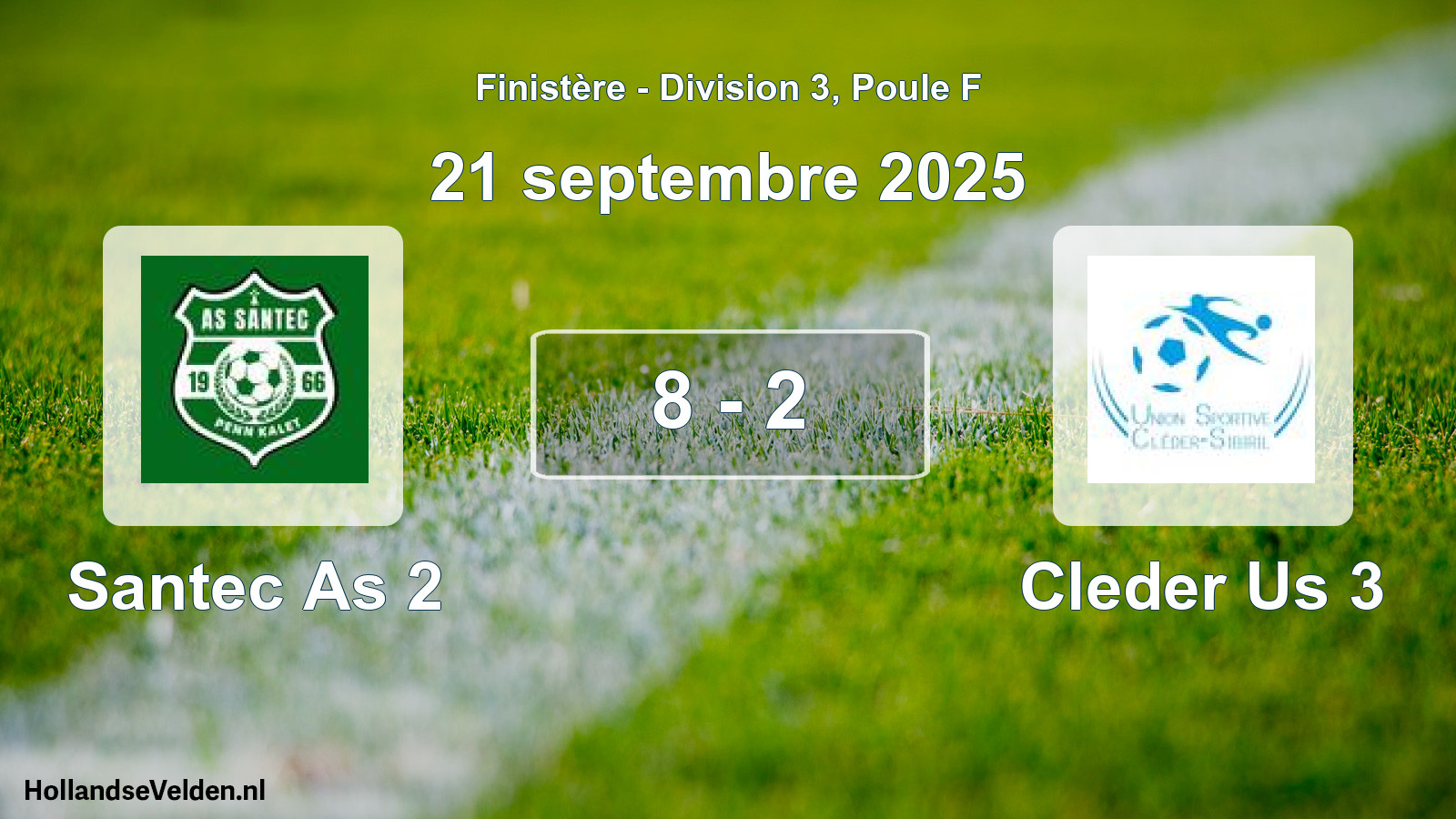 Gespeelde wedstrijd: Santec As 2 - Cleder Us 3 8 - 2 (21 septembre 2025)