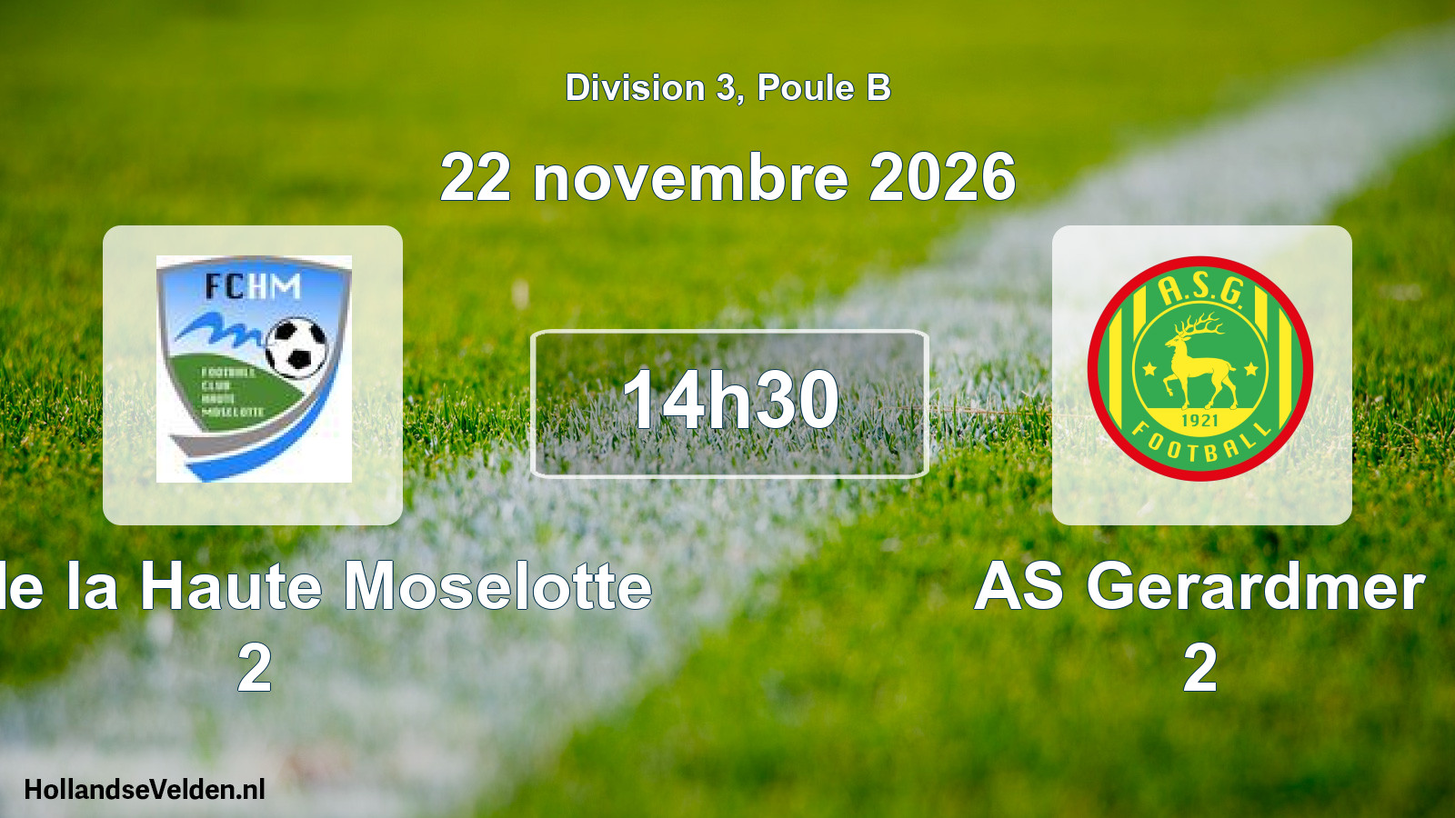 Match programmé: FC de la Haute Moselotte 2 - AS Gerardmer 2 (22 novembre 2026)
