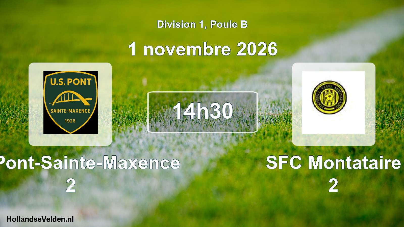 Scheduled Match: US Pont-Sainte-Maxence 2 - SFC Montataire 2 (1 November 2026)