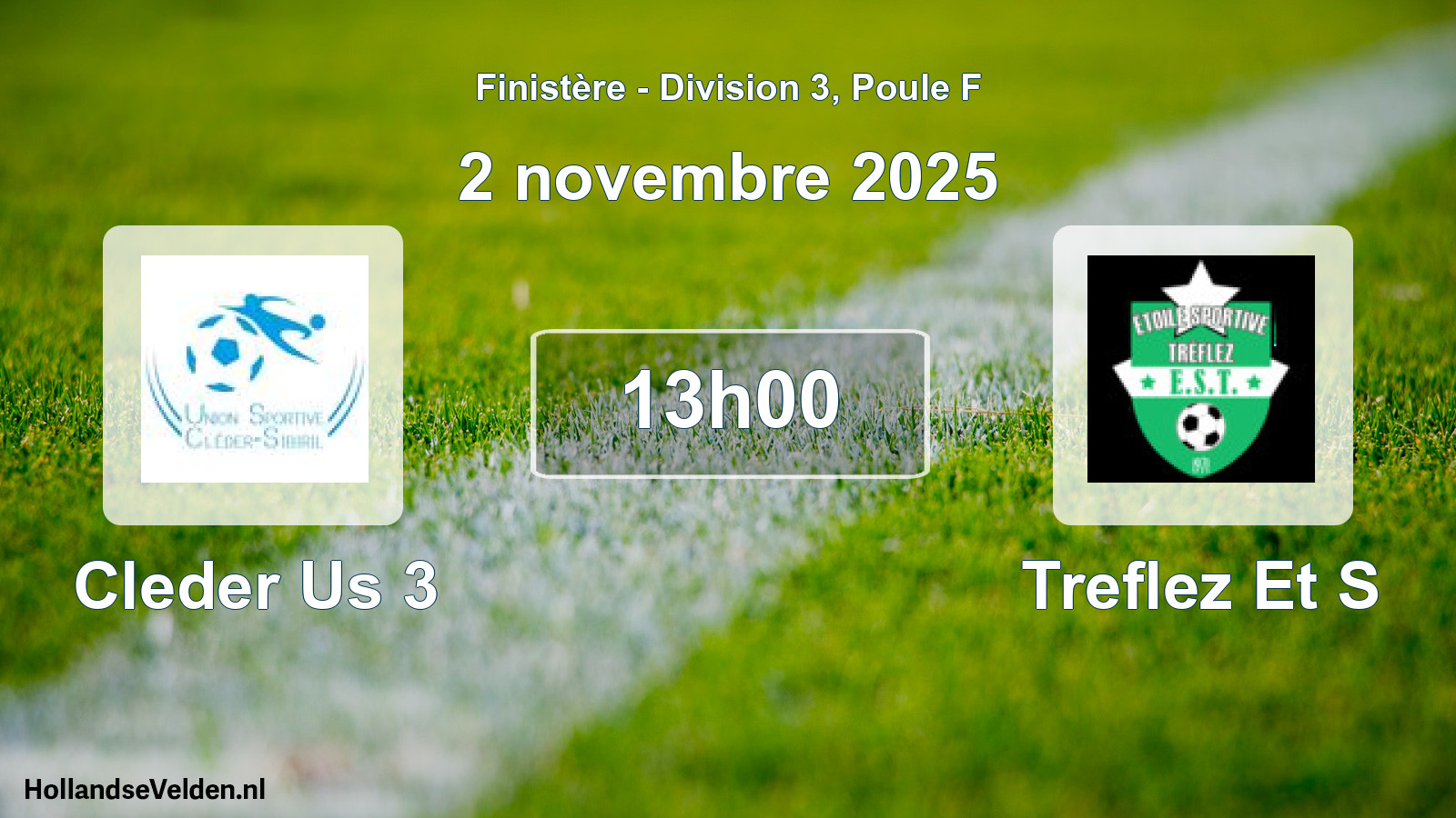 Geplande wedstrijd: Cleder Us 3 - Treflez Et S (2 novembre 2025)