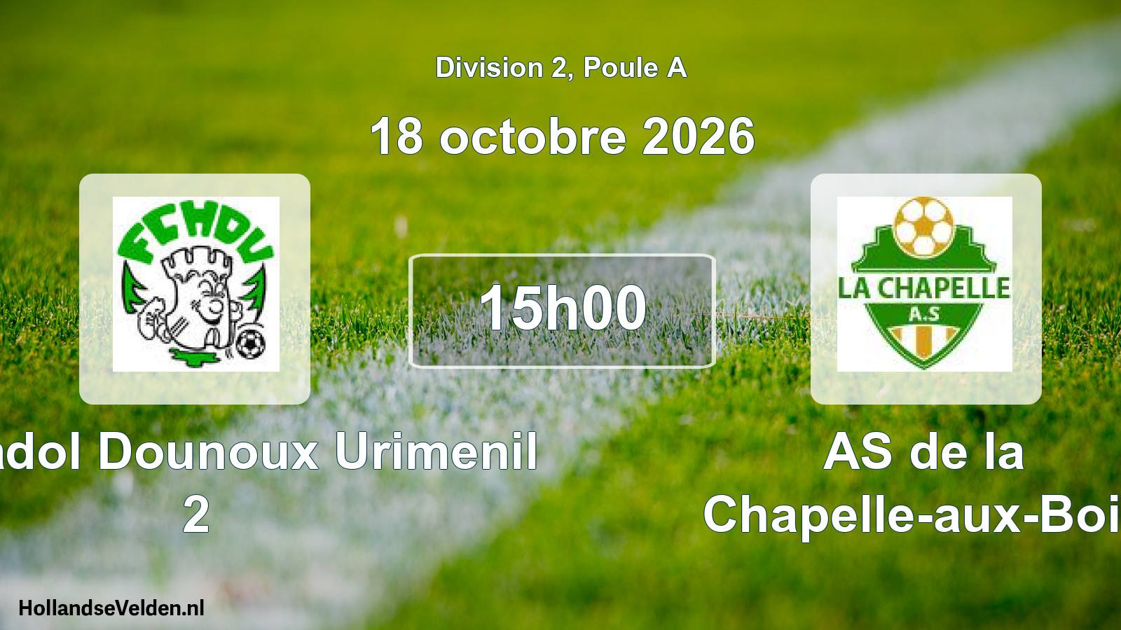 Match programmé: FC Hadol Dounoux Urimenil 2 - AS de la Chapelle-aux-Bois (18 octobre 2026)