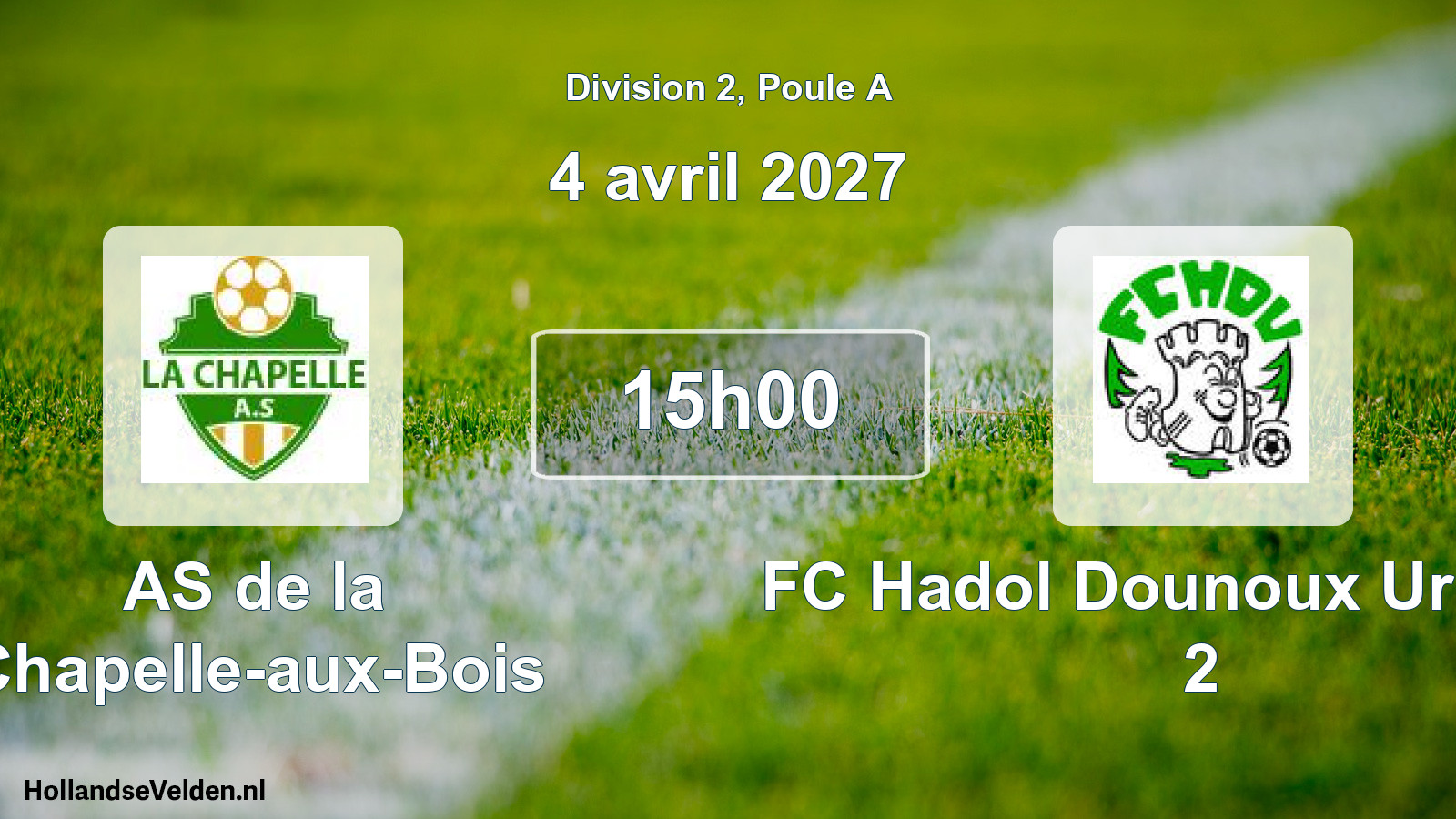 Match programmé: AS de la Chapelle-aux-Bois - FC Hadol Dounoux Urimenil 2 (4 avril 2027)