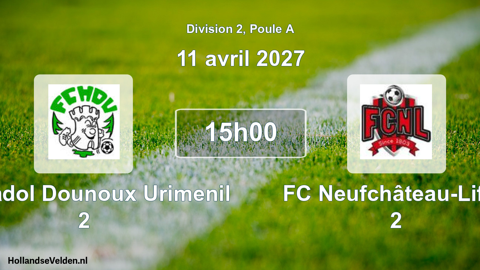 Match programmé: FC Hadol Dounoux Urimenil 2 - FC Neufchâteau-Liffol 2 (11 avril 2027)