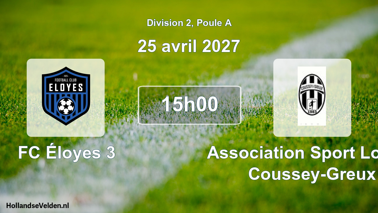 Match programmé: FC Éloyes 3 - Association Sport Loisirs Coussey-Greux (25 avril 2027)