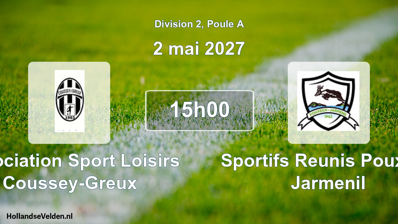 Match programmé: Association Sport Loisirs Coussey-Greux - Sportifs Reunis Pouxeux Jarmenil (2 mai 2027)