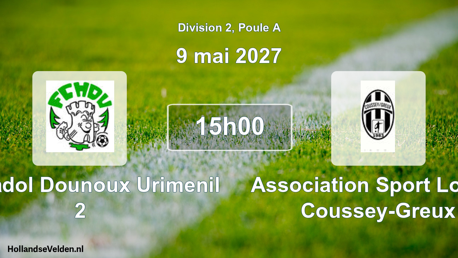 Match programmé: FC Hadol Dounoux Urimenil 2 - Association Sport Loisirs Coussey-Greux (9 mai 2027)