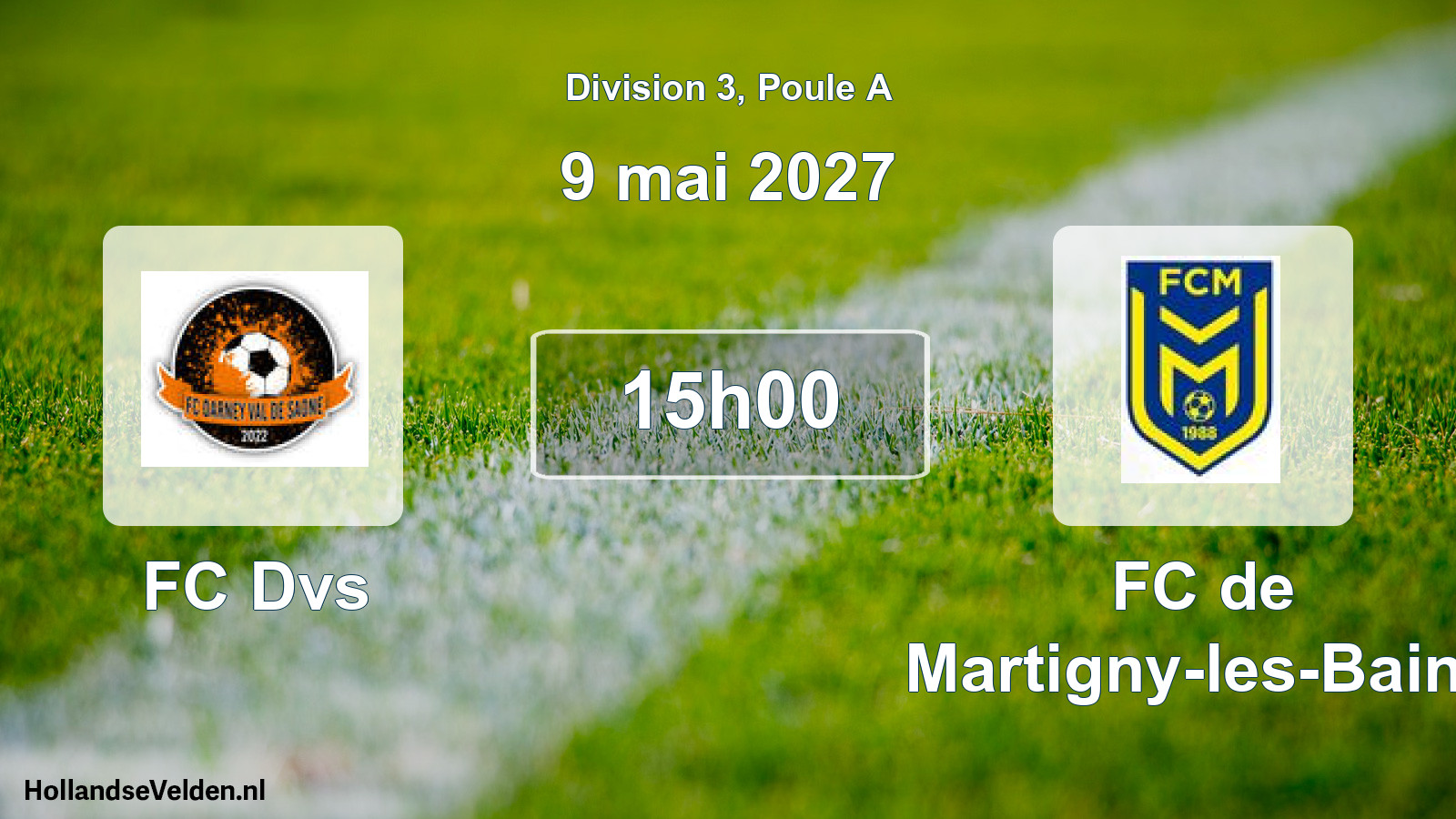 Match programmé: FC Dvs - FC de Martigny-les-Bains (9 mai 2027)