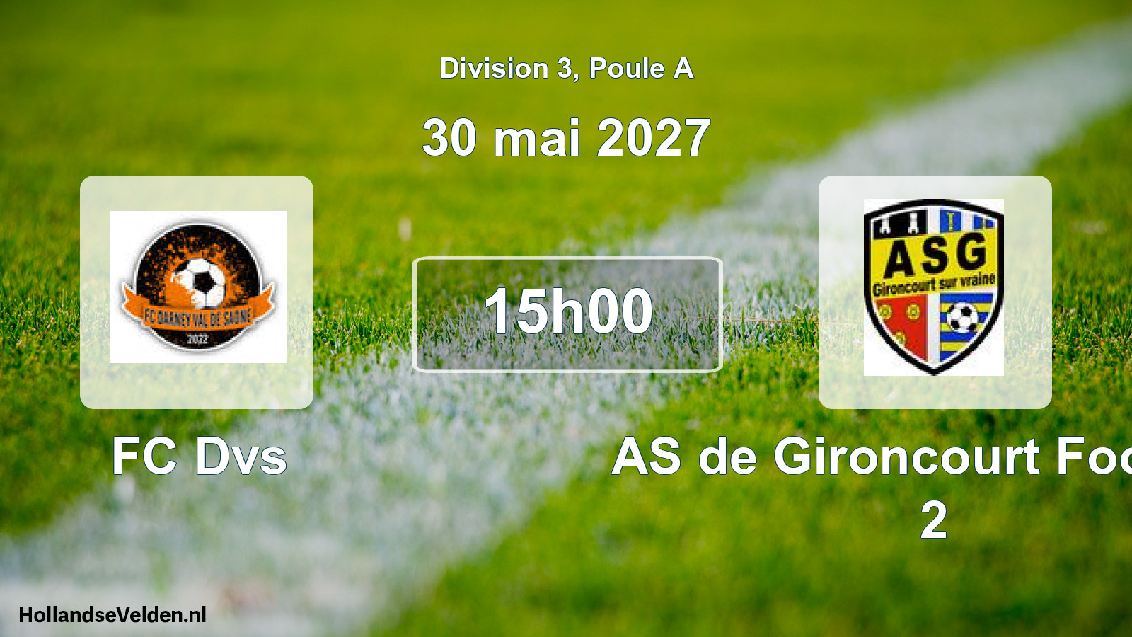 Match programmé: FC Dvs - AS de Gironcourt Football 2 (30 mai 2027)