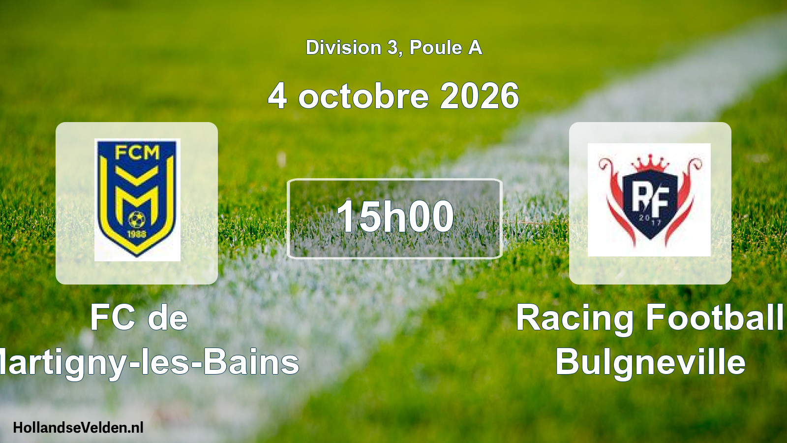 Match programmé: FC de Martigny-les-Bains - Racing Football Bulgneville (4 octobre 2026)