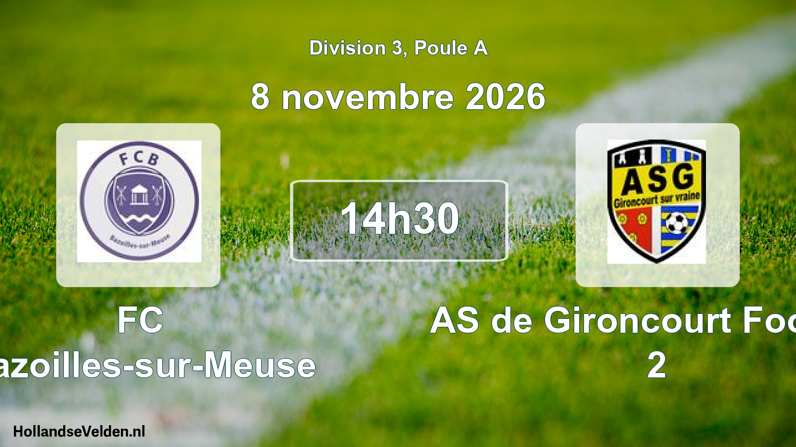 Match programmé: FC Bazoilles-sur-Meuse - AS de Gironcourt Football 2 (8 novembre 2026)