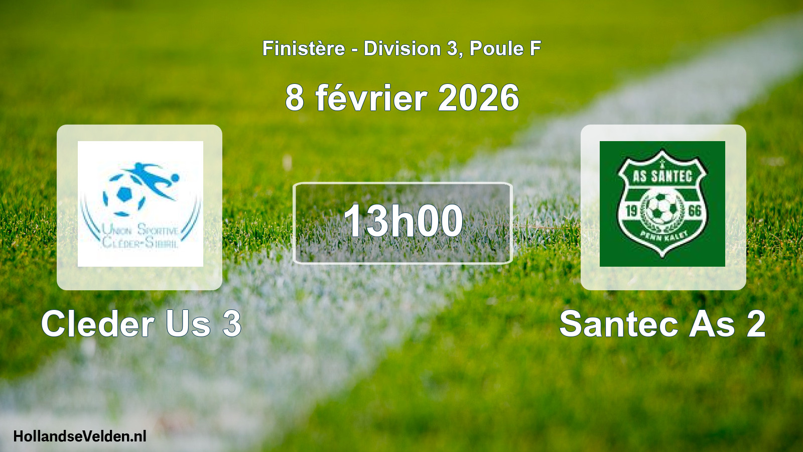 Geplande wedstrijd: Cleder Us 3 - Santec As 2 (8 février 2026)
