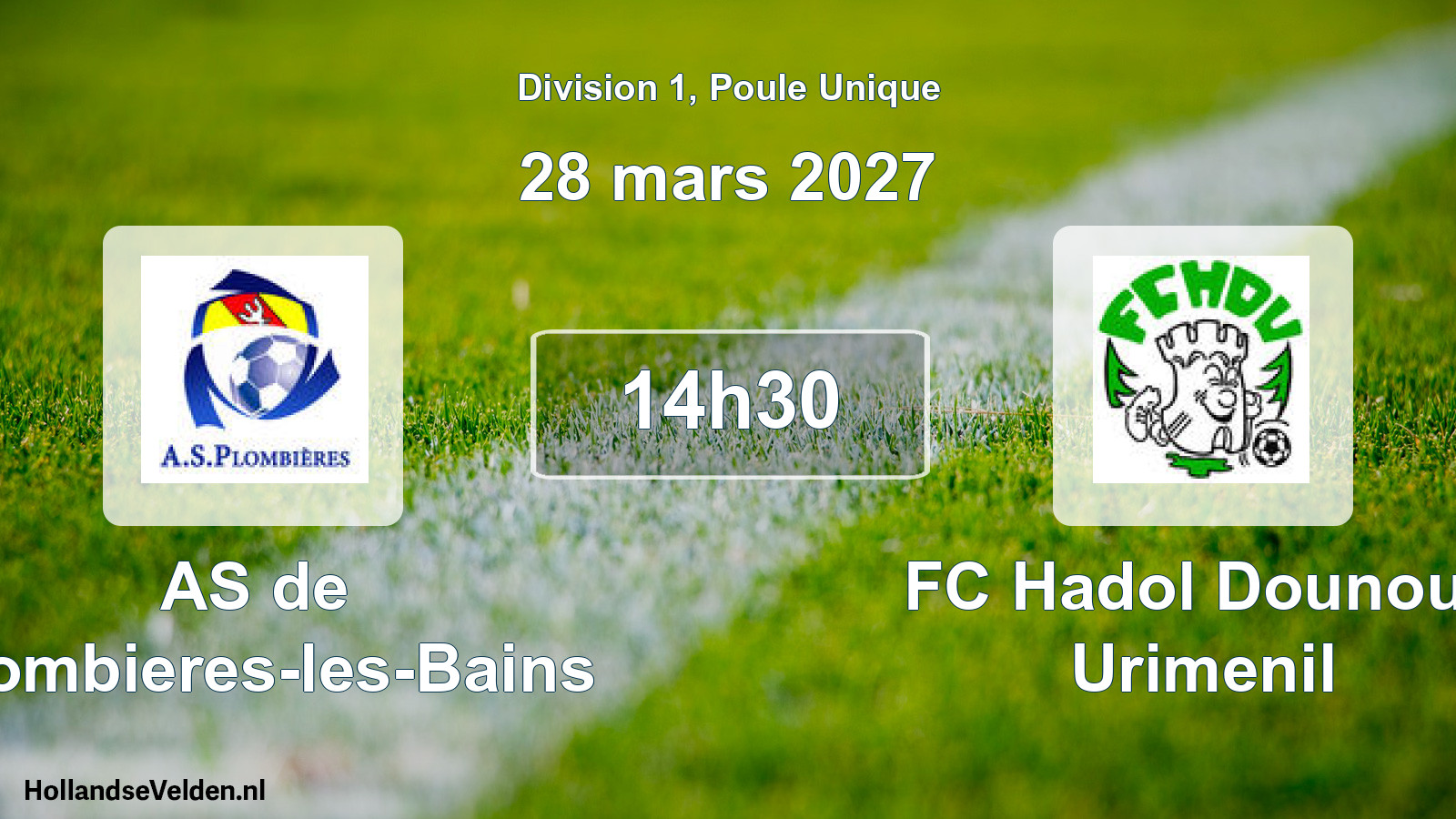 Match programmé: AS de Plombieres-les-Bains - FC Hadol Dounoux Urimenil (28 mars 2027)
