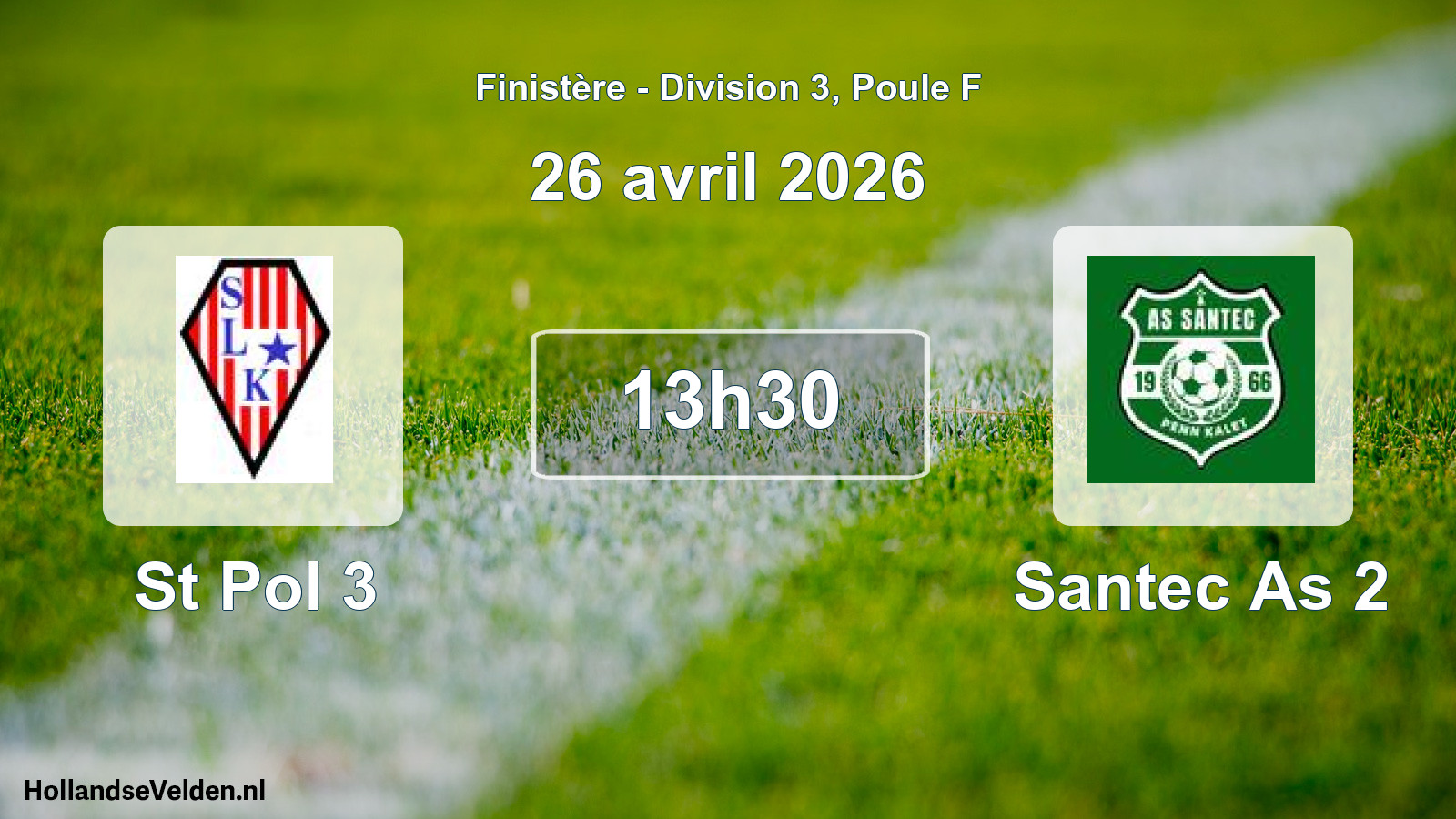 Geplande wedstrijd: St Pol 3 - Santec As 2 (26 april 2026)
