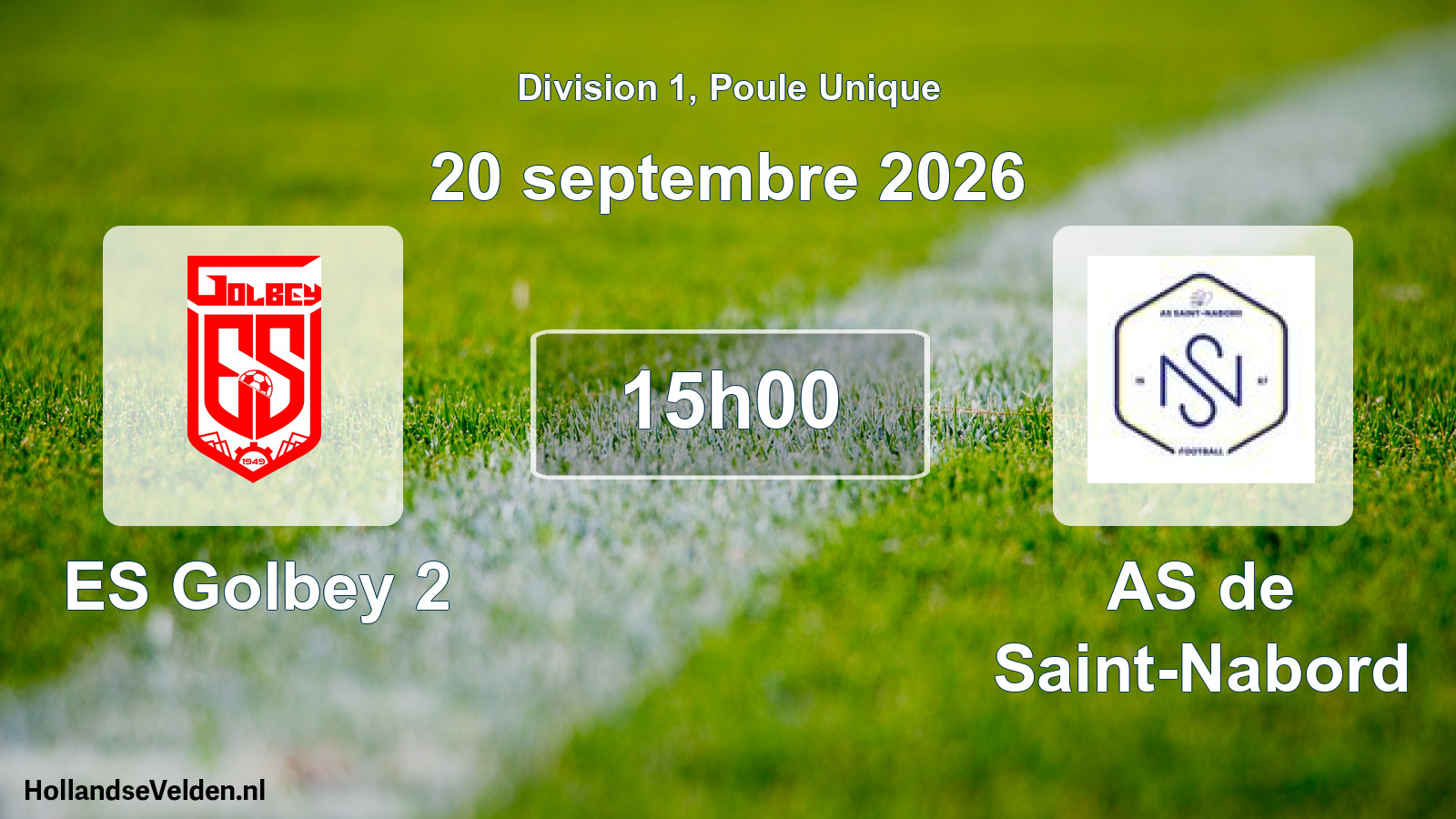 Match programmé: ES Golbey 2 - AS de Saint-Nabord (20 septembre 2026)