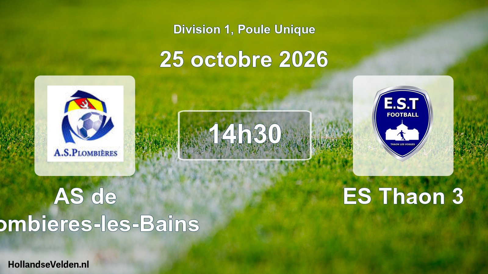 Match programmé: AS de Plombieres-les-Bains - ES Thaon 3 (25 octobre 2026)