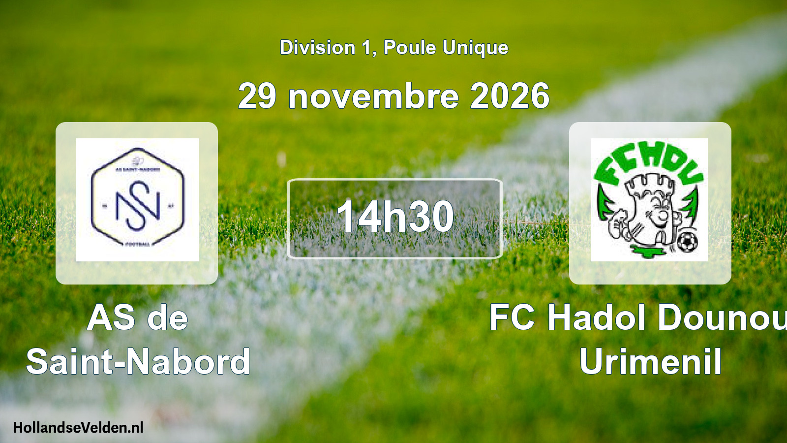 Match programmé: AS de Saint-Nabord - FC Hadol Dounoux Urimenil (29 novembre 2026)