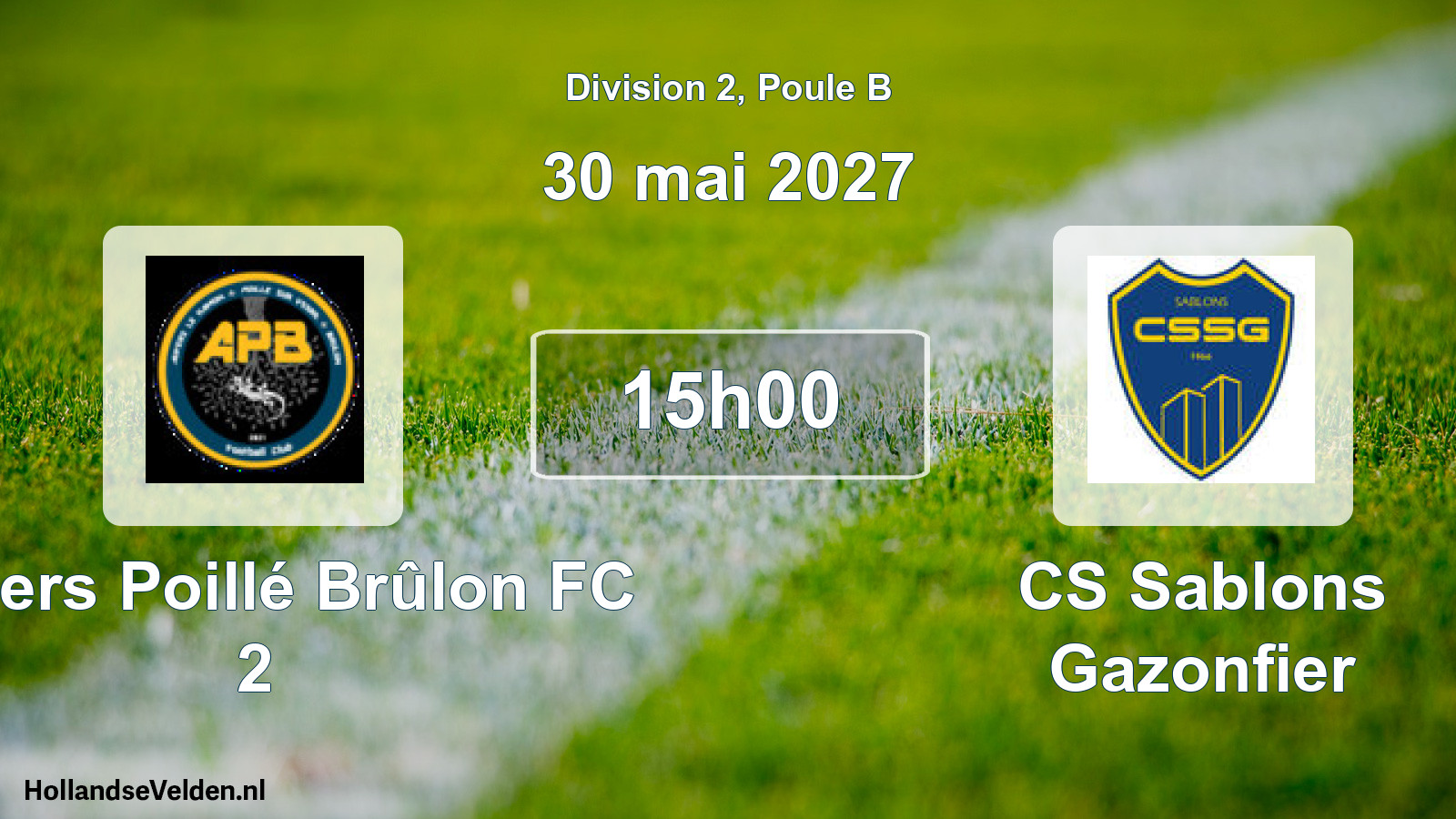 Match programmé: Auvers Poillé Brûlon FC 2 - CS Sablons Gazonfier (30 mai 2027)