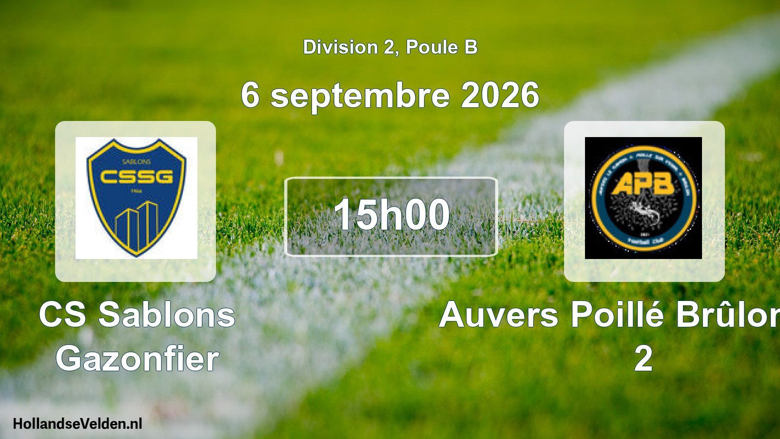 Scheduled Match: CS Sablons Gazonfier - Auvers Poillé Brûlon FC 2 (6 September 2026)