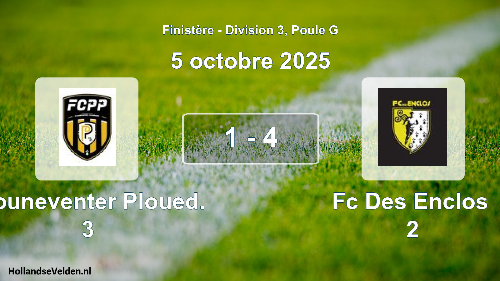 Gespeelde wedstrijd: Plouneventer Ploued. 3 - Fc Des Enclos 2 1 - 4 (5 octobre 2025)