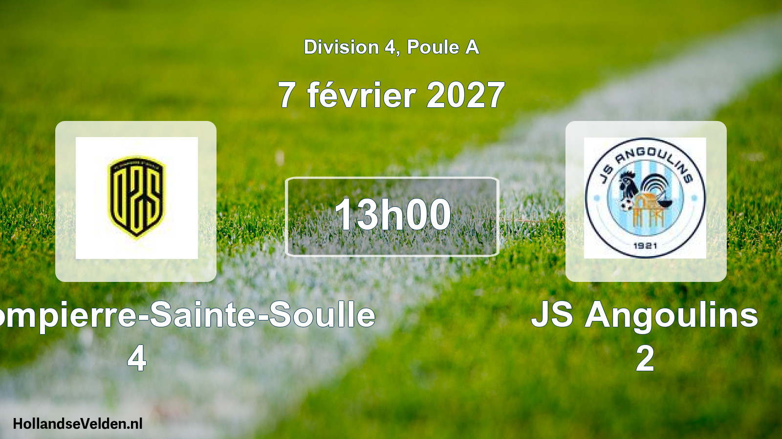 Geplande wedstrijd: FC Dompierre-Sainte-Soulle 4 - JS Angoulins 2 (7 februari 2027)