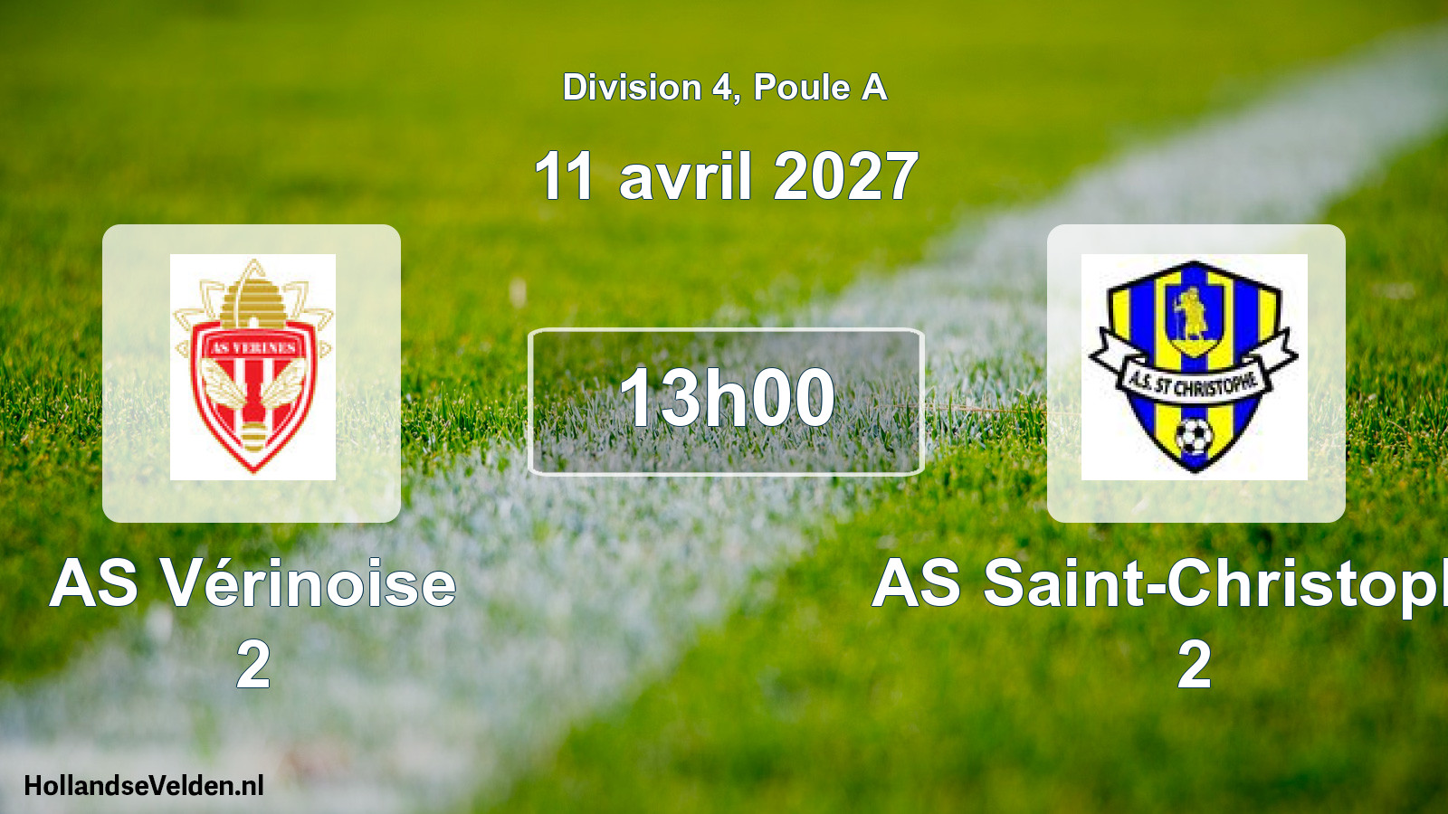 Match programmé: AS Vérinoise 2 - AS Saint-Christophe 2 (11 avril 2027)