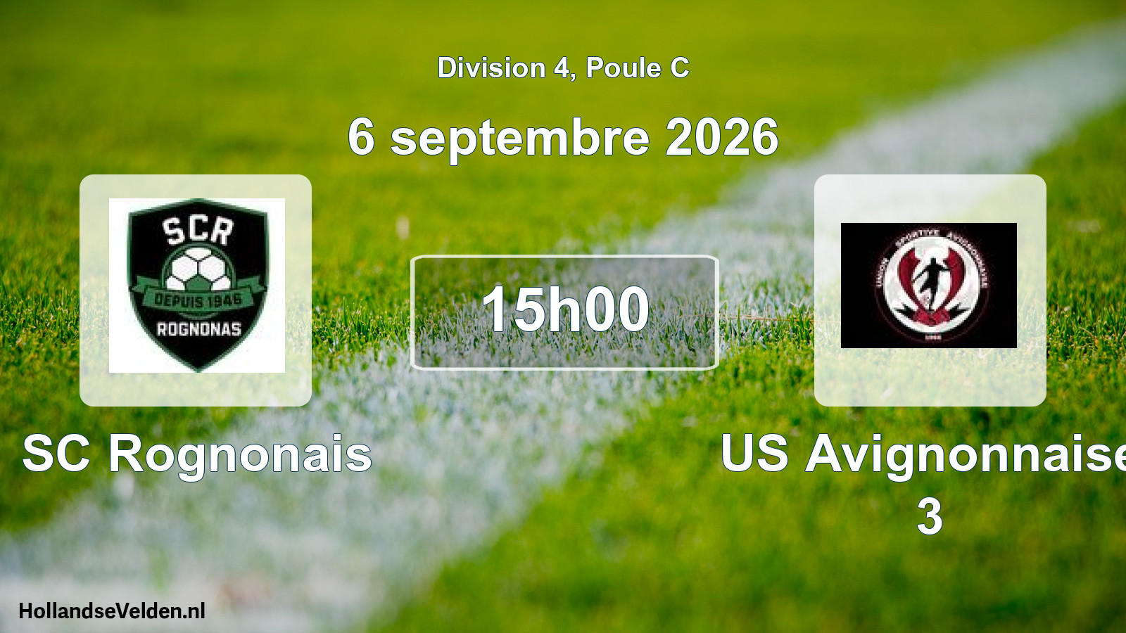 Match programmé: SC Rognonais - US Avignonnaise 3 (6 septembre 2026)