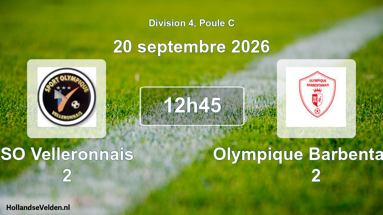 Geplande wedstrijd: SO Velleronnais 2 - Olympique Barbentanais 2 (20 september 2026)