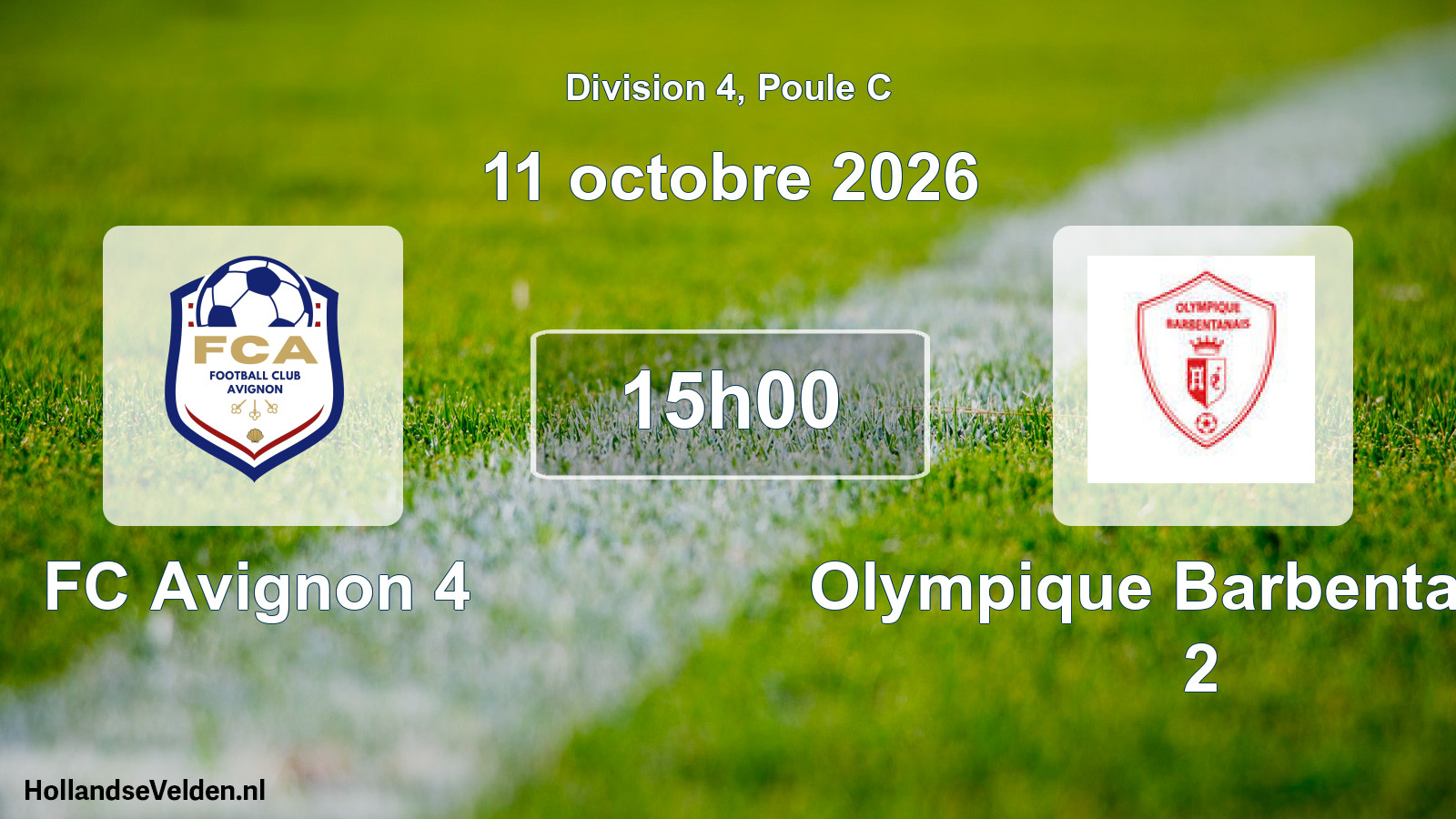 Scheduled Match: FC Avignon 4 - Olympique Barbentanais 2 (11 October 2026)
