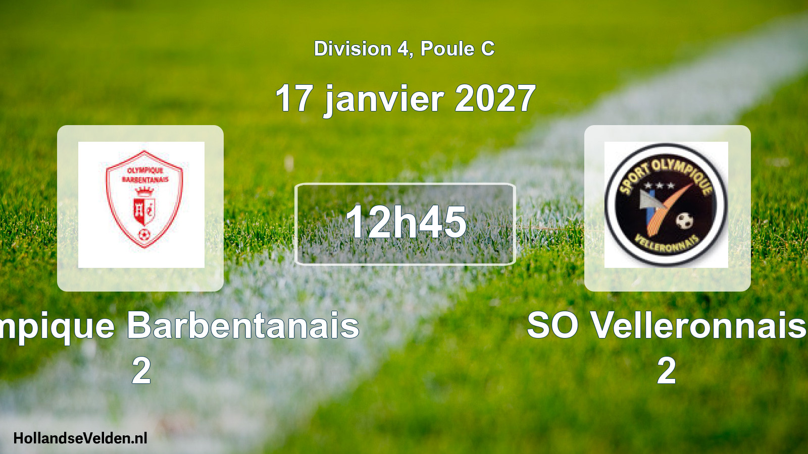 Scheduled Match: Olympique Barbentanais 2 - SO Velleronnais 2 (17 January 2027)